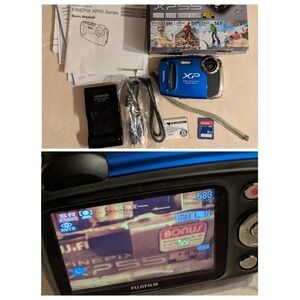 Fujifilm FinePix XP55 WM 14 MP Blue Digital Camera Water Proof Box Working